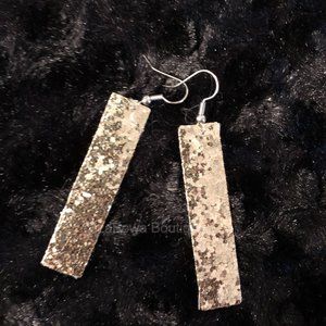 Gold Sparkle Bar Faux Leather Earrings (2) ER1594 Handmade NWT Boutique